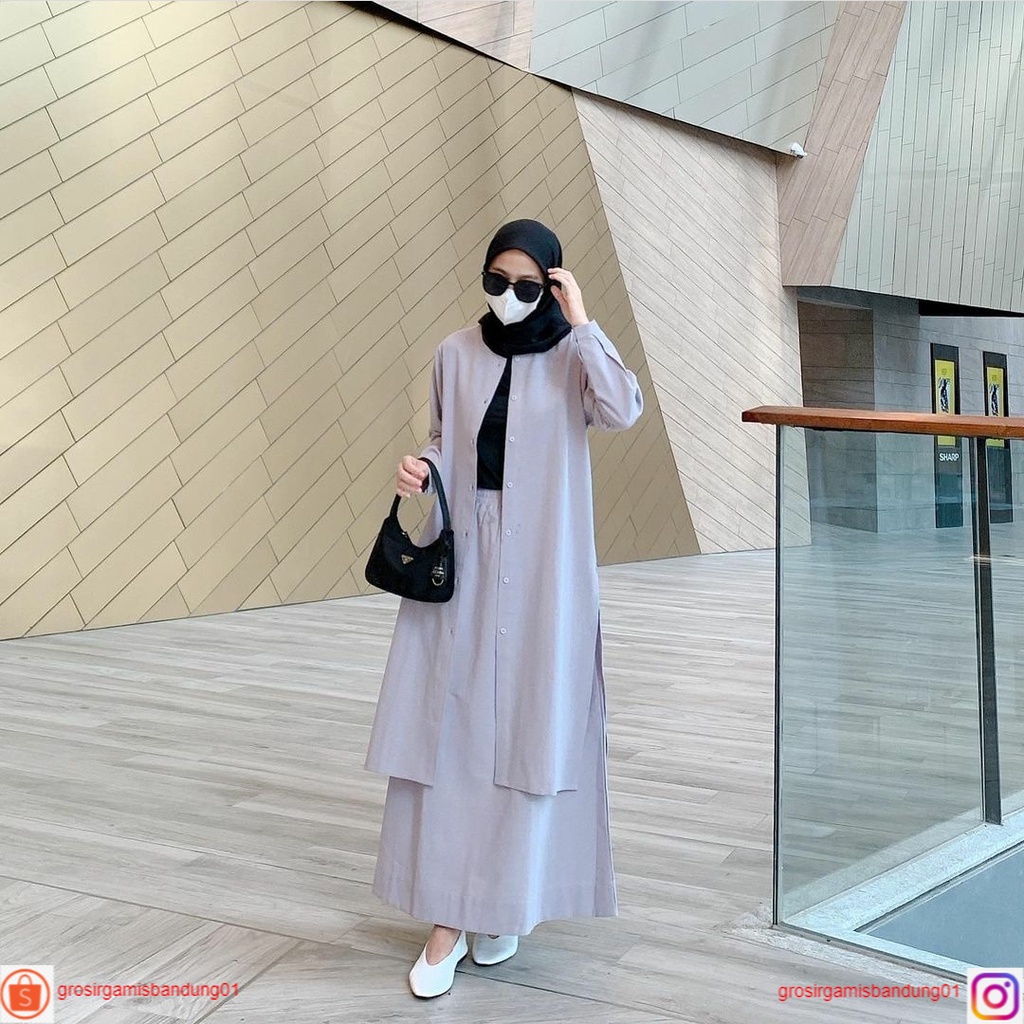 Kaila Set  Setelan Rok  Kemeja Putih + Rok Putih  Casual  One Set  Busui Frendly  Kancing Aktif Full