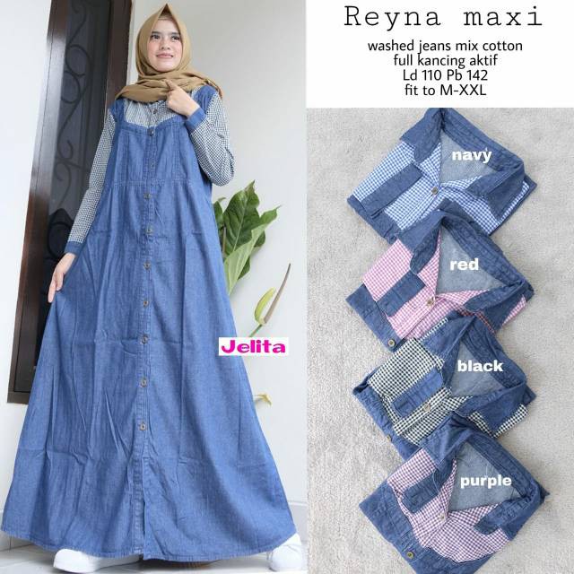 ANNIVERSARY SAHABAT TEMAN CEWEK TERBAIK JUMBO/ GAMIS JEANS REYNA MAXY ORIGINAL JELITA LD 110 dan LD