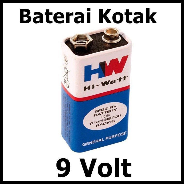 Baterai Kotak 9v HW Batere Hi Watt 1604E 6F22 Batre Battery Arduino