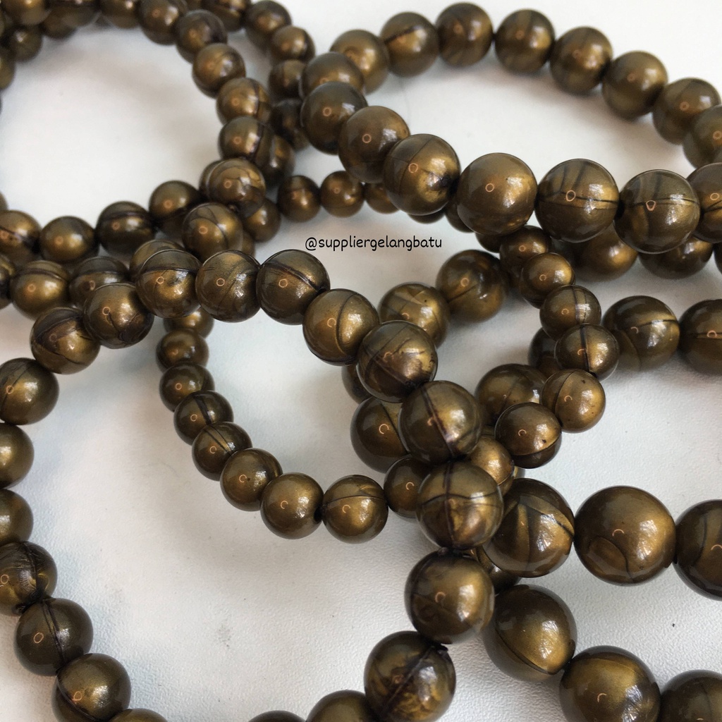 gelang resin bulat bakar cokelat 8mm gelang brown bracelet bonus kotak