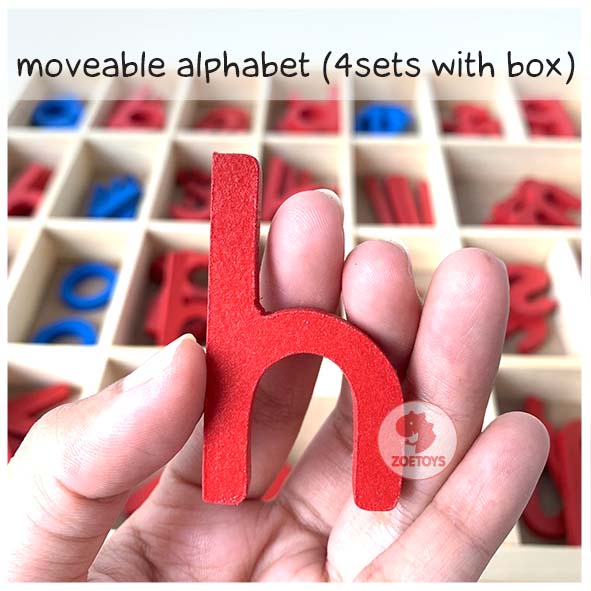 Zoetoys Large Moveable Alphabet | Lowercase Ukuran Besar Bahan Kayu Solid Montessori Language Merangkai Huruf Wooden Letter Box | Mainan Edukasi Anak