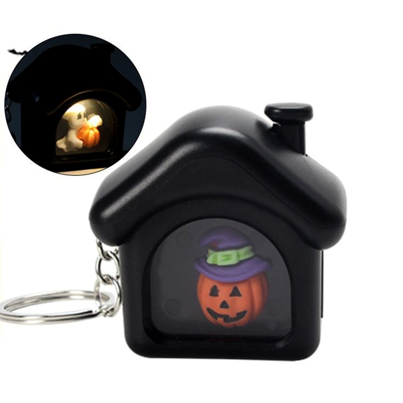 Gantungan Kunci Bentuk Labu Hantu Halloween Dengan Lampu LED Untuk Pria Dan Wanita Charms