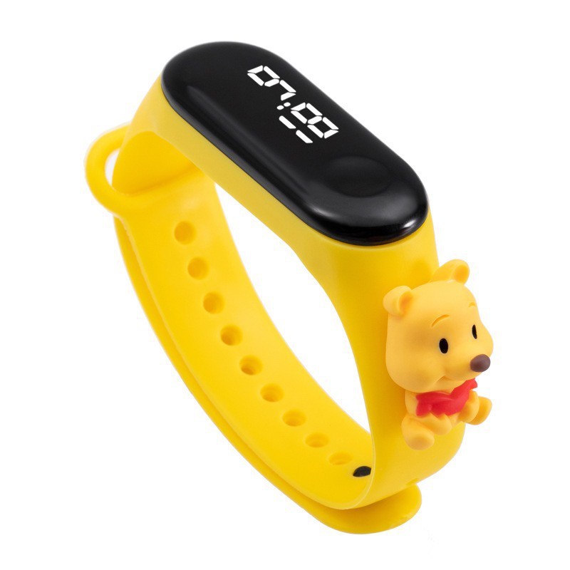 Jam Tangan Elektronik Tahan Air IP67 Motif Kartun Anak Laki-laki Perempuan LED Minimalis Gelang A25-Yellow Poh