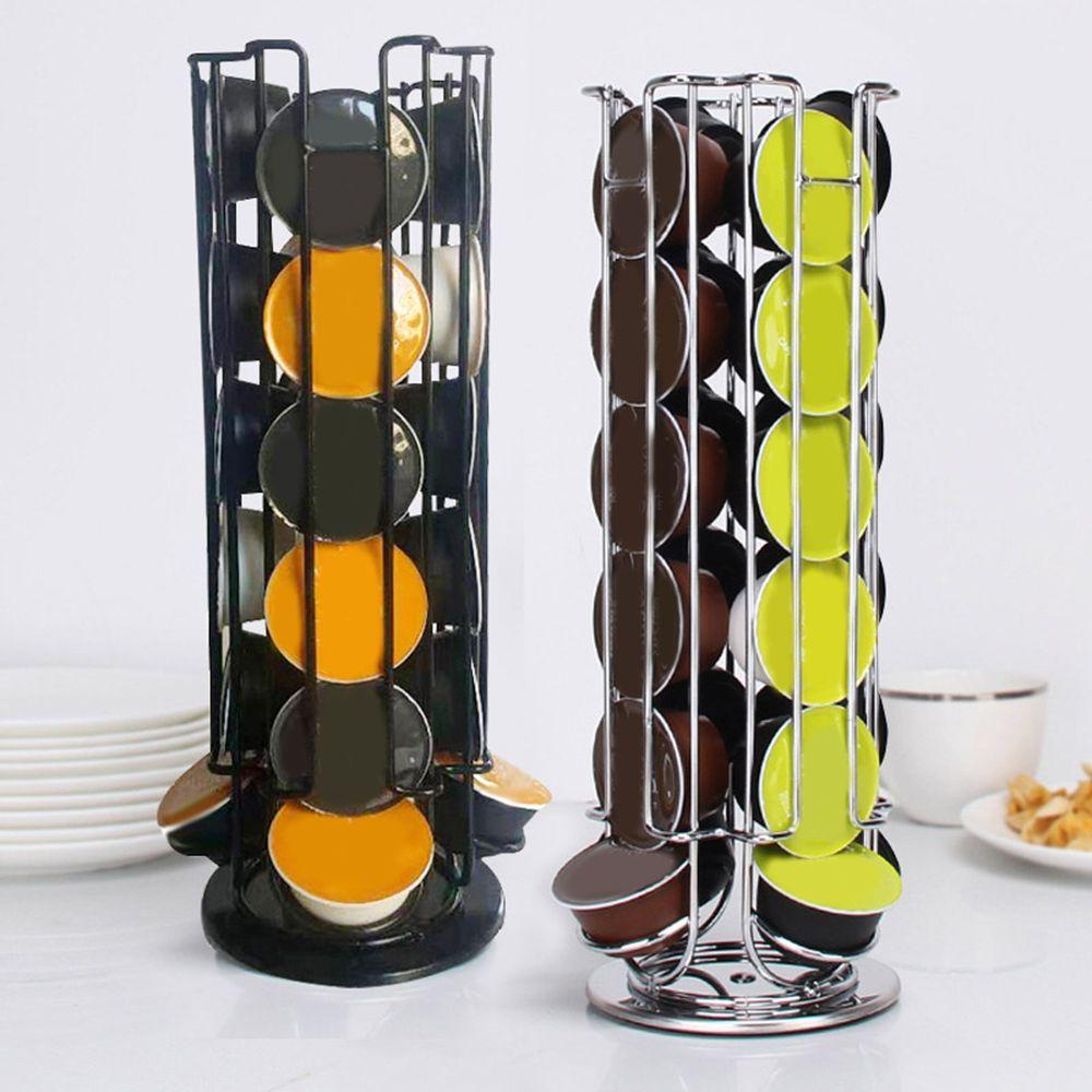 Lily 24Cups Rotatable Coffee Pod Holder Bar Aksesoris Coffee Bar Organizer Cup Holder Shelves Rak Tempat Pod Espresso