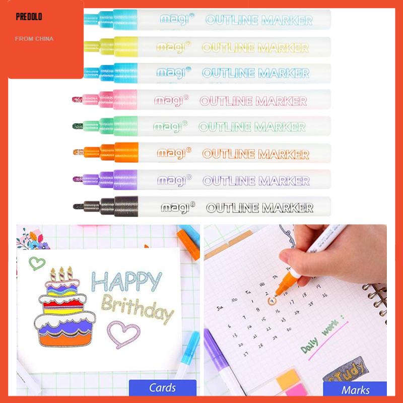 [In Stock] Double Line Outline Pen for School Highlighter Scrap Booking Card