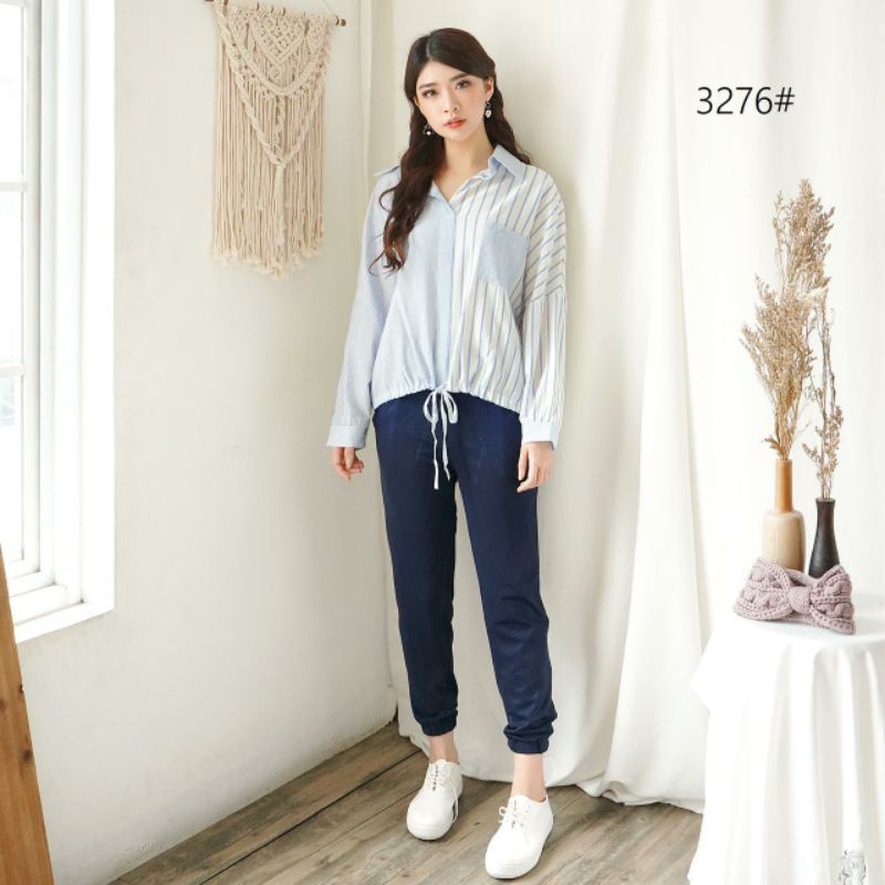 RAF Kemeja Casual Daily Sans ( Kemeja Salur garis )