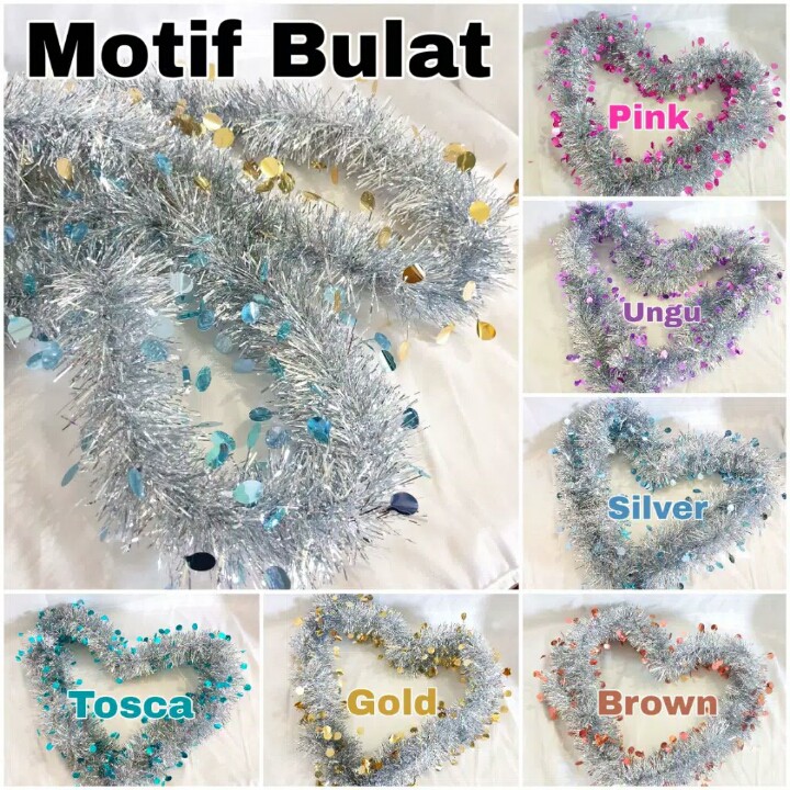 Slinger Natal 2 Meter Rumbai Dekorasi Pohon Natal / Tinsel / Parcel / motif Salju Love Bintang Tebal