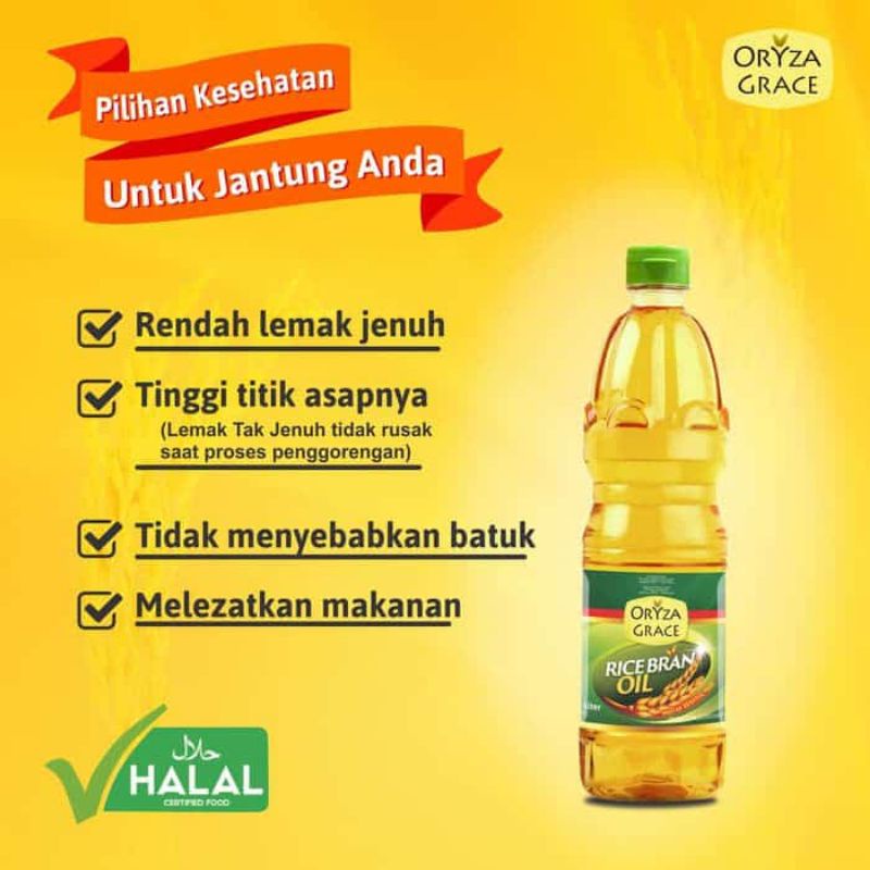 

ORYZA GRACE RICE BRAN OIL 1 LITER / MINYAK BEKATUL PADI