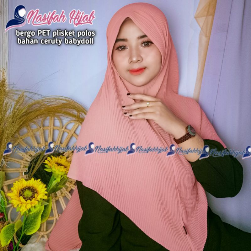 Hijab Bergo PET Plisket POLOS Bahan Ceruty Babydoll || Nasifahhijab-4