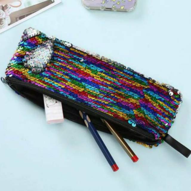 

Pencil Case Sequin Rainbow Tempat Pensil Sequin sisik
