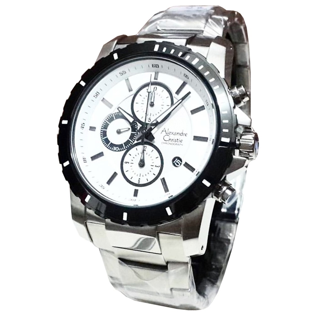 Alexandre Christie AC6141 Jam Tangan Pria Stainless Steel silver putih