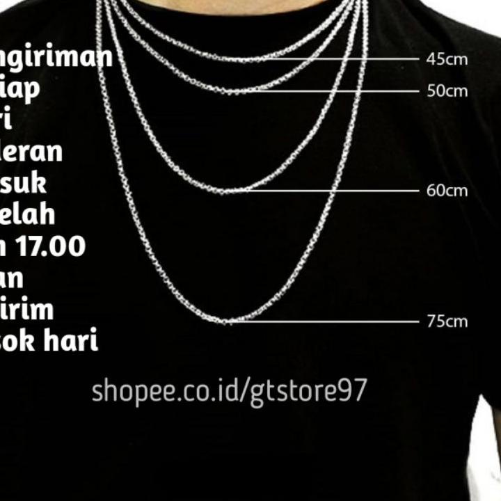 [KODE QPFU8] Kalung Pria Titanium Anti Karat Asli Gold Emas Putih Silver Perak Bulat Kalong Titanium