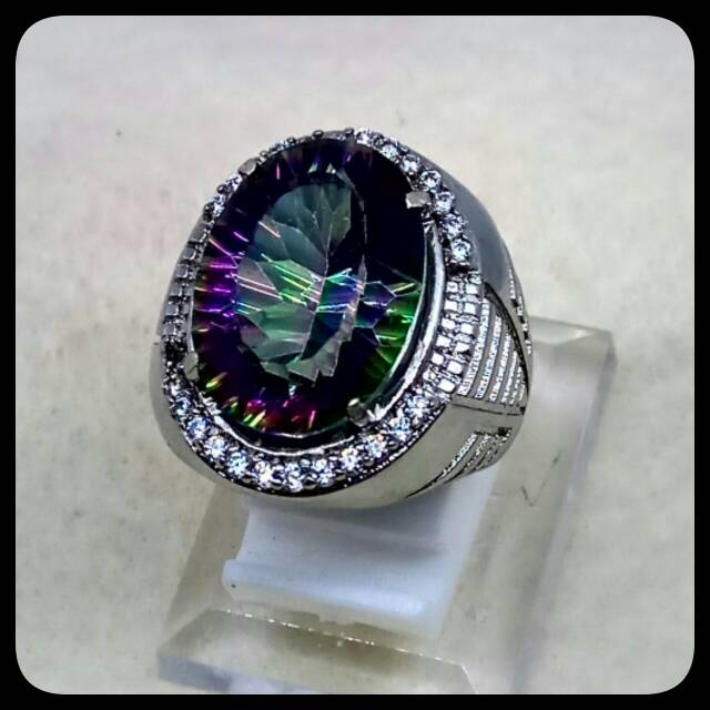 CINCIN BATU AKIK PERMATA NATURAL MYSTIQUE QUARTZ RING ALPAKA SUPER GLAMOUR TERMURAH BIG SIZE !!!