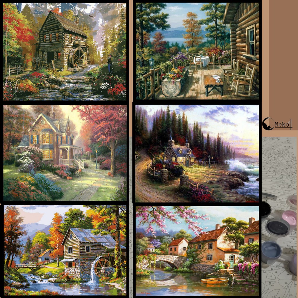 

⭐Oneko⭐ Paint By Number / melukis dengan nomor {40x50cm} Pemandangan Rumah