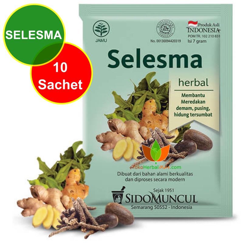 Jual 10 SACHET JAMU SELESMA SIDOMUNCUL OBAT HERBAL DEMAM PUSING FLU ...