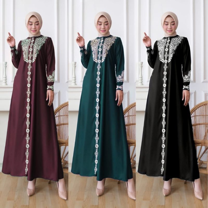 Dress Madina Moana Dress Madina Toyobo Bordir Dress Muslim Wanita