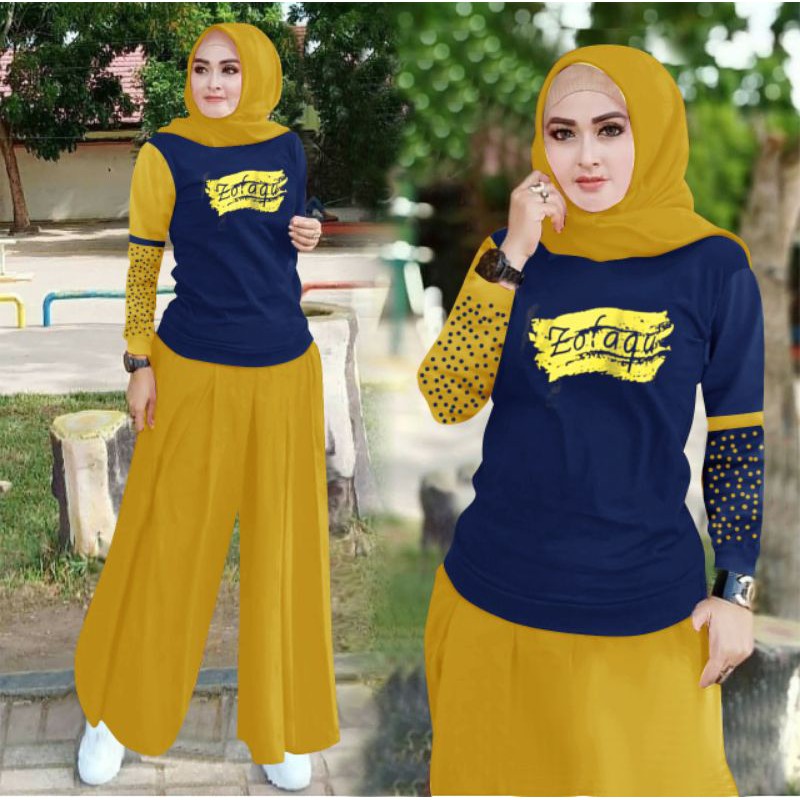 PCS SET MOLA ZOLARIS FE SETELAN ATASNA DAN  CELANA KULOT BAHAN BABYTERRY 2 UKURAN L XL