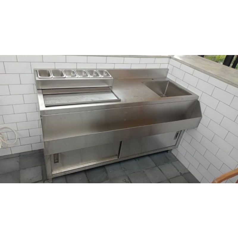 CABINET BAR COCKTAIL STATION ICE BIN STAINLES #custom