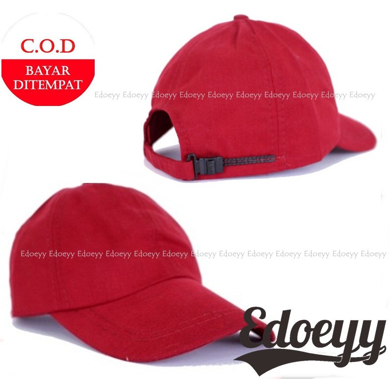 Topi Polos MERAH MAROON Bahan Katun Twill Berkualitas / Topi Dewasa Baseball Murah Harga Grosir Pria