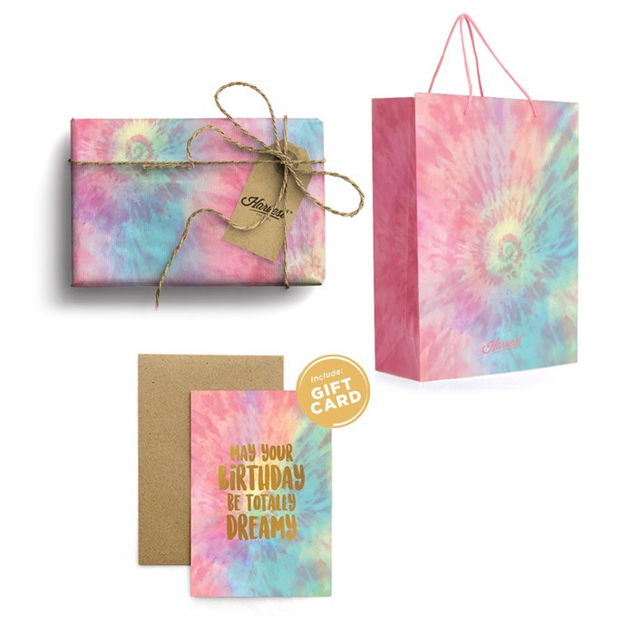 

✨ BISA COD ✨ Paket Paper Bag, Kertas Kado & Kartu Harvest Gift Set - Tie Dye Pink