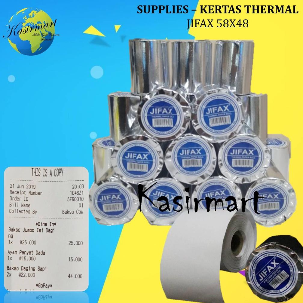 

[Paket 10 Roll] Kertas Kasir/Struk/Thermal 58X48/57X48/58X47/57X47 Hitam Printer Thermal Bluetooth