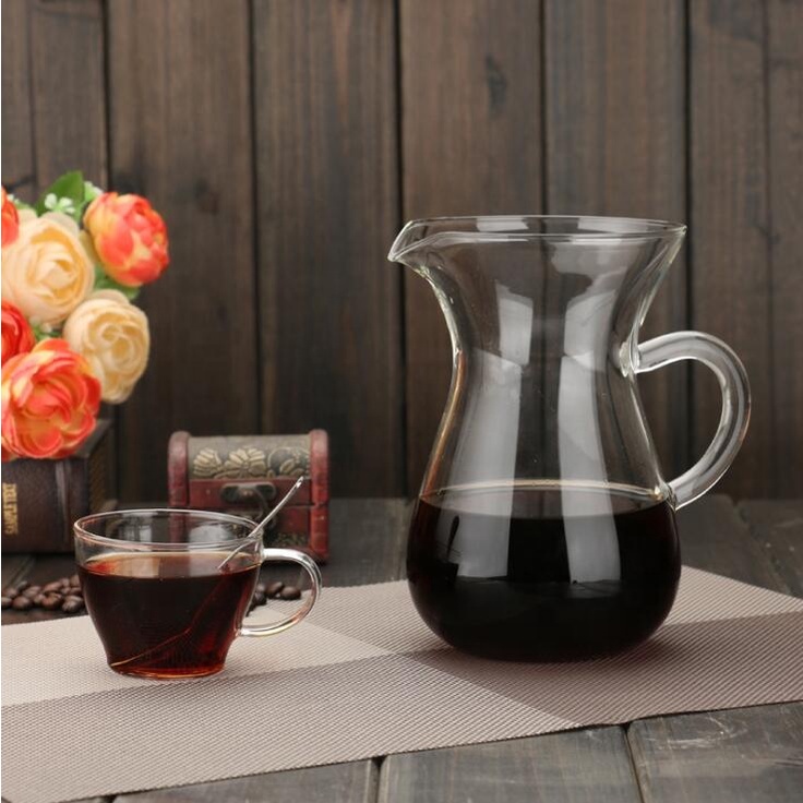 Pitcher V60 Dripper Espresso Maker Teko Kopi Kaca Dengan Saringan Stainless 500ml