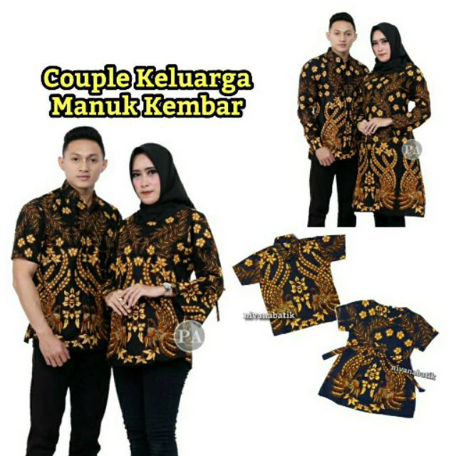 Nivana - Keluarga Batik Couple Cendrawasih Manuk Kembar | Kemeja Panjang Tunik Batik Modern