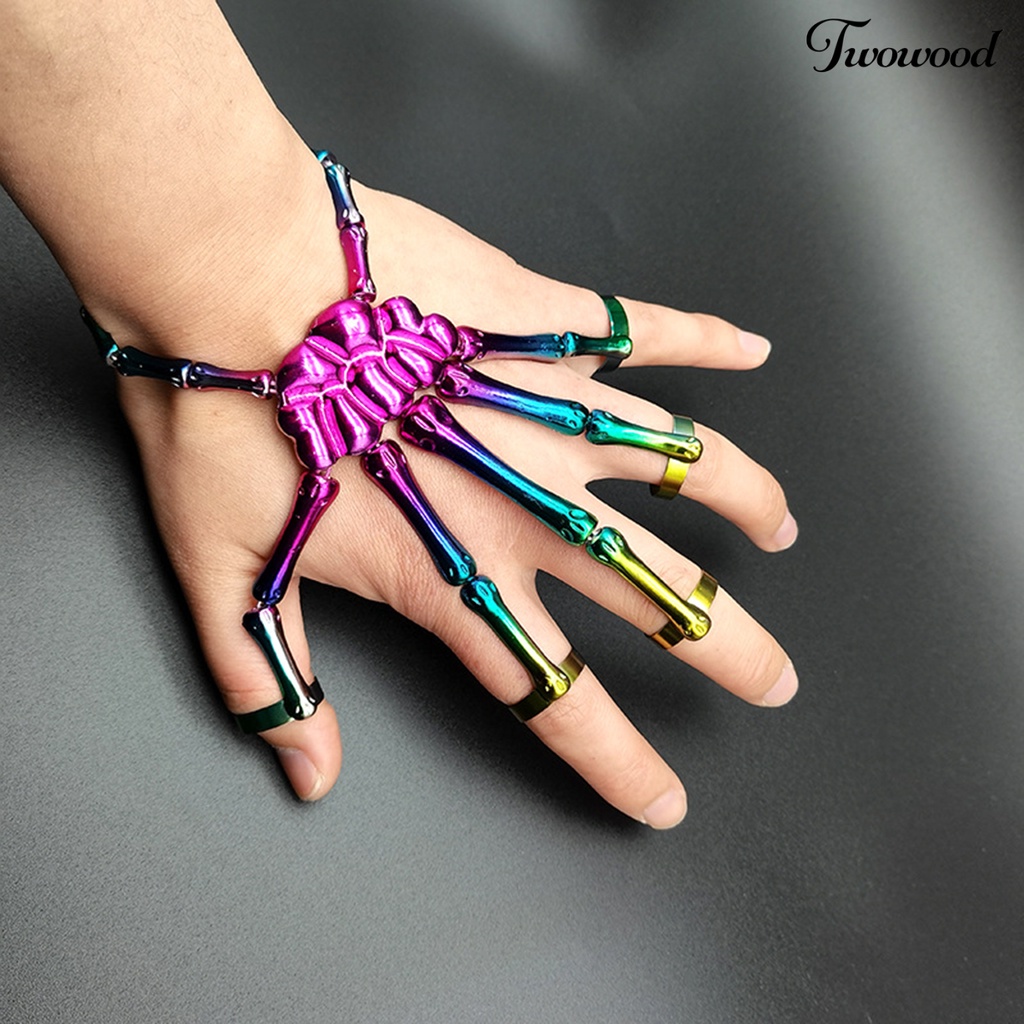 Gelang Desain Hantu Tangan Warna-Warni Bahan Metal Gaya Punk Untuk Cosplay Halloween