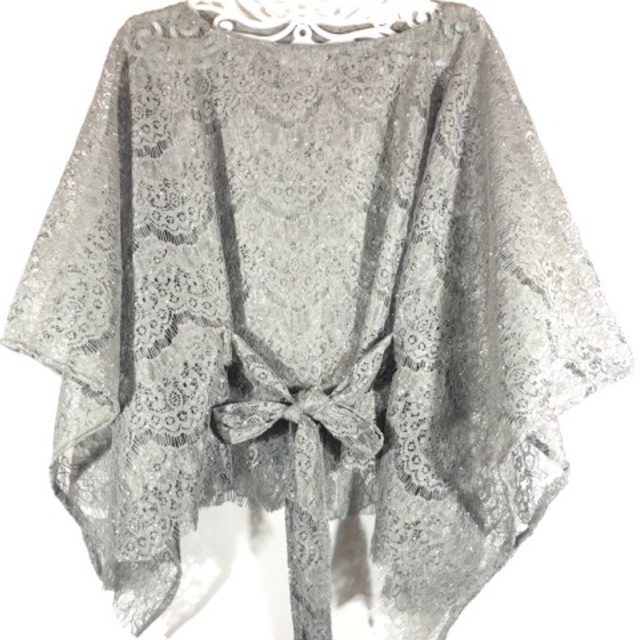 Cape Brukat Tali Pita Depan Glitter / Non Glitter