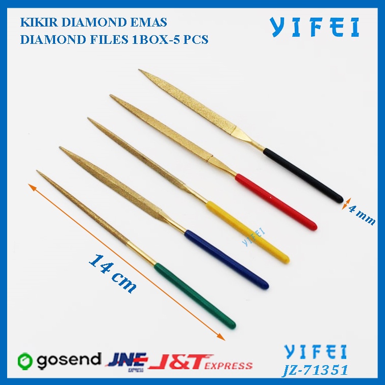Kikir Diamond Set 5 Pcs/ Kikir Intan Emas/Kikir Emas/YIFEI-71351