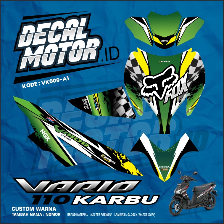Stiker Motor Honda Vario 110 OLD KARBU 2006 Hijau Fox - VK