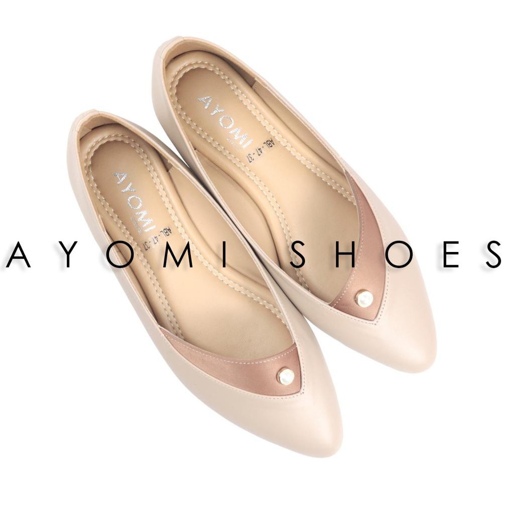 PROMO AYOMI - Caroline ABL-47 Flat Shoes Simpil Mutiara Wanita / Sepatu Wanita DISKON