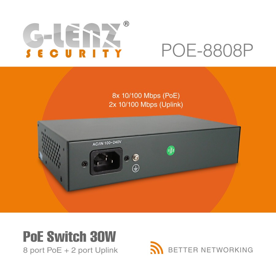 GLENZ CCTV SWITCH POE 8 PORT
