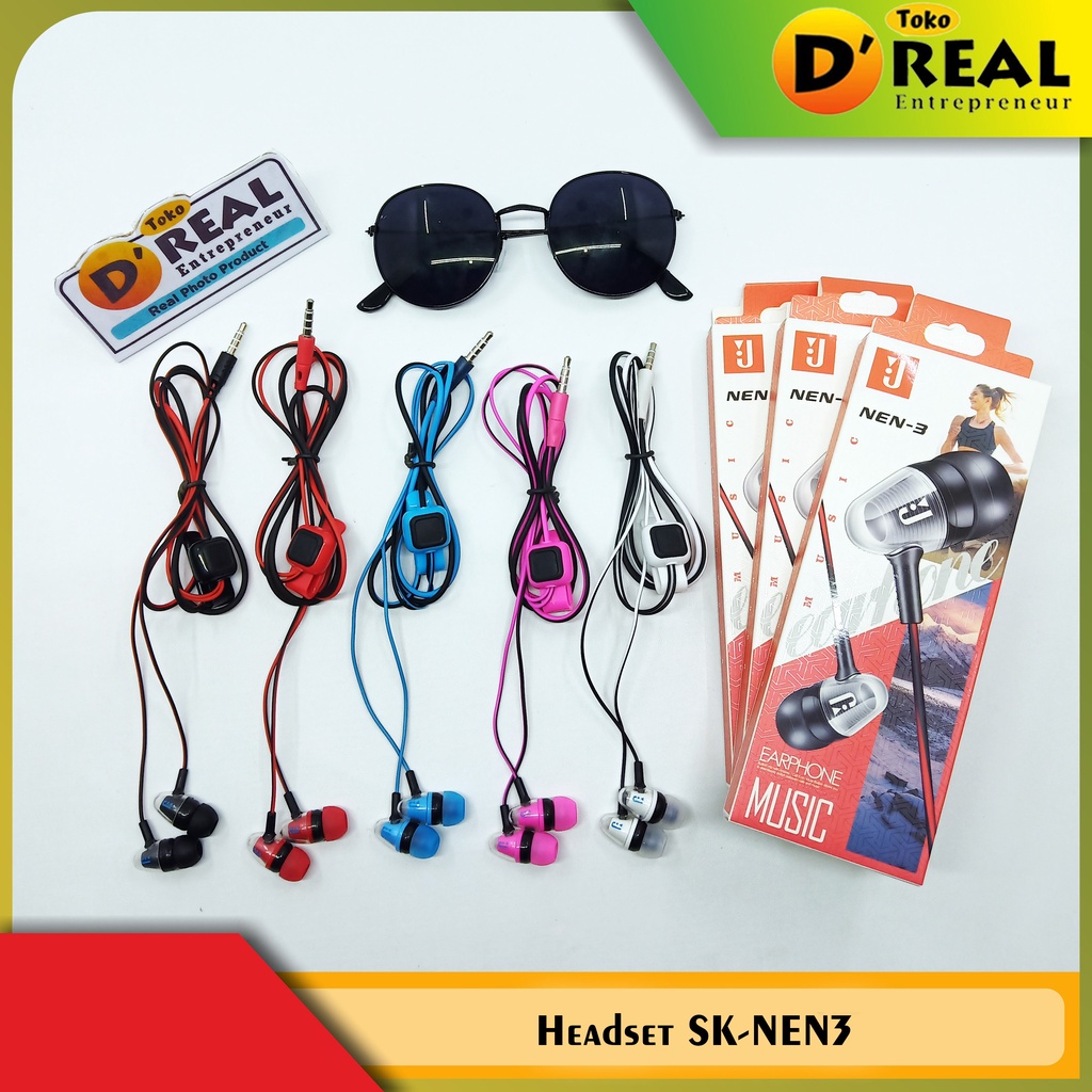 Handsfree Headset Earphone SK-NEN3 / Headset Setereo Extra Bass / Earphone Murah Berkualitas