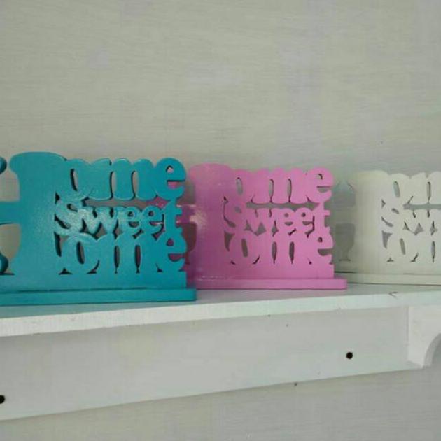 woodletter HOME SWEET HOME sedang /tulisan kayu /hiasan kayu