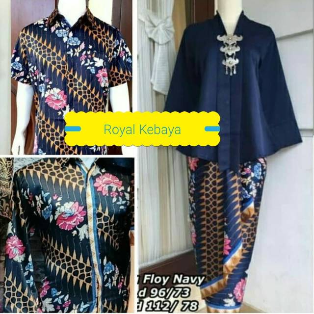ORIGINAL COUPLE SETELAN KEBAYA MODERN KEBAYA KUTU baru Couple Kebaya KONDANGAN Floy NAVY