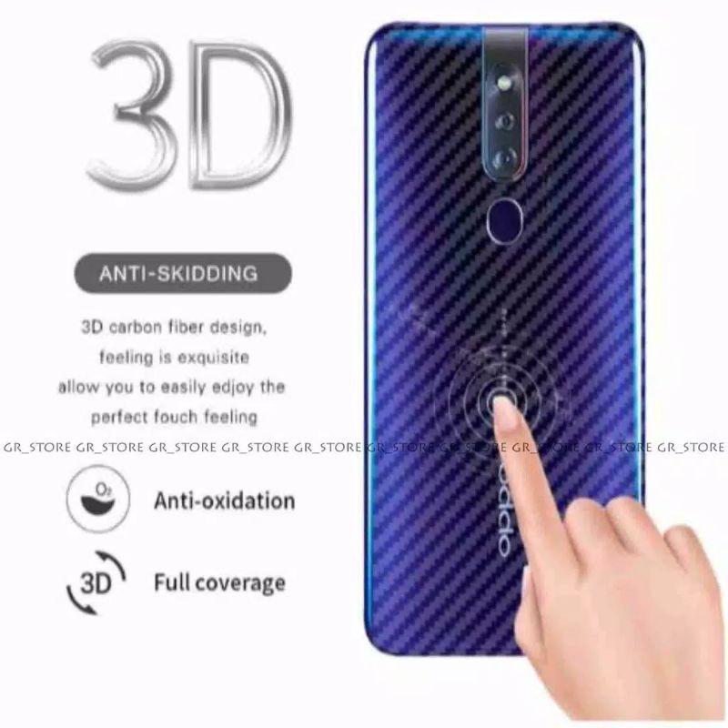 Skin Carbon 3D Oppo F11 / F11 Pro - Garskin Sticker Fiber Anti Gores Belakang Back Cover Premium