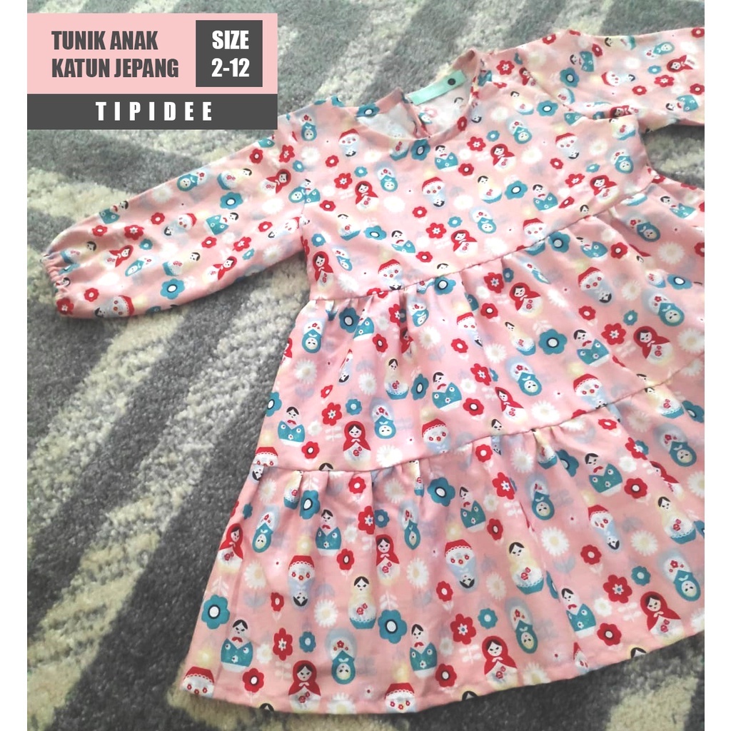 TIPIDEE - Dress Tunik Anak Katun Jepang 2-12 Tahun