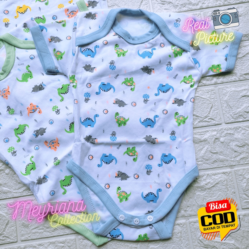 3 Set Jamper Bayi Baru lahir Baju Bayi Jumper Motip Dinosaurus Special Quality Bodysuit