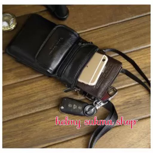 tas kulit selempang kecil 7049/import,tas buat di ikat pinggang, tas tab/hp,accesoris pria) Murah