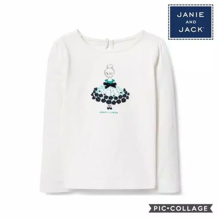 kaos atasan girl tee anak branded Janie & Jack flower skirt 6-12 M.