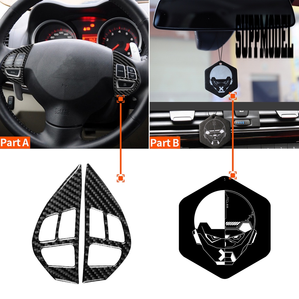 2pcs Stiker Cover Stir Mobil Bahan Carbon Fiber Untuk Mitsubishi Lancer DE ES GTS 08-15