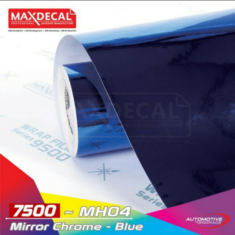 Sticker Maxdecal 7500 MH04 Blue Mirror Chrome Biru Krom Premium Wrap