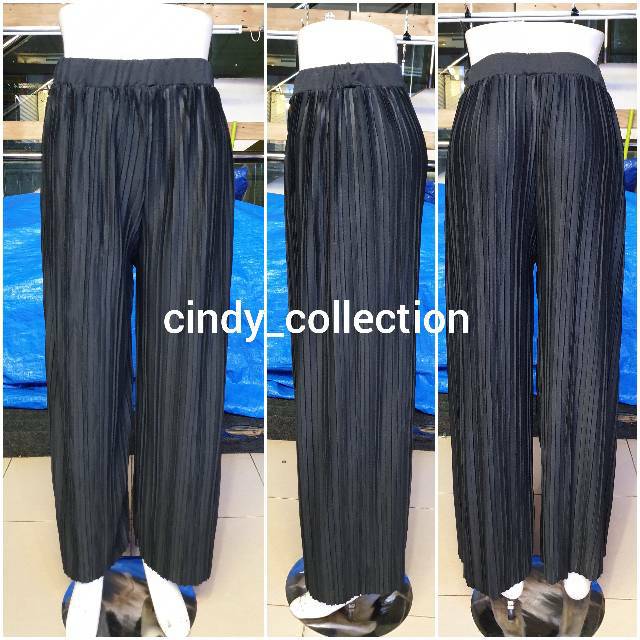 Kulot Prisket Celana Prisket Plisket Korea Rempel Celana hitam warna Celana Panjang cewek wanita