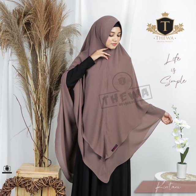 Kerudung / Khimar / Hijab Lancip 2 Layer Jumbo Kintani Original Thewa