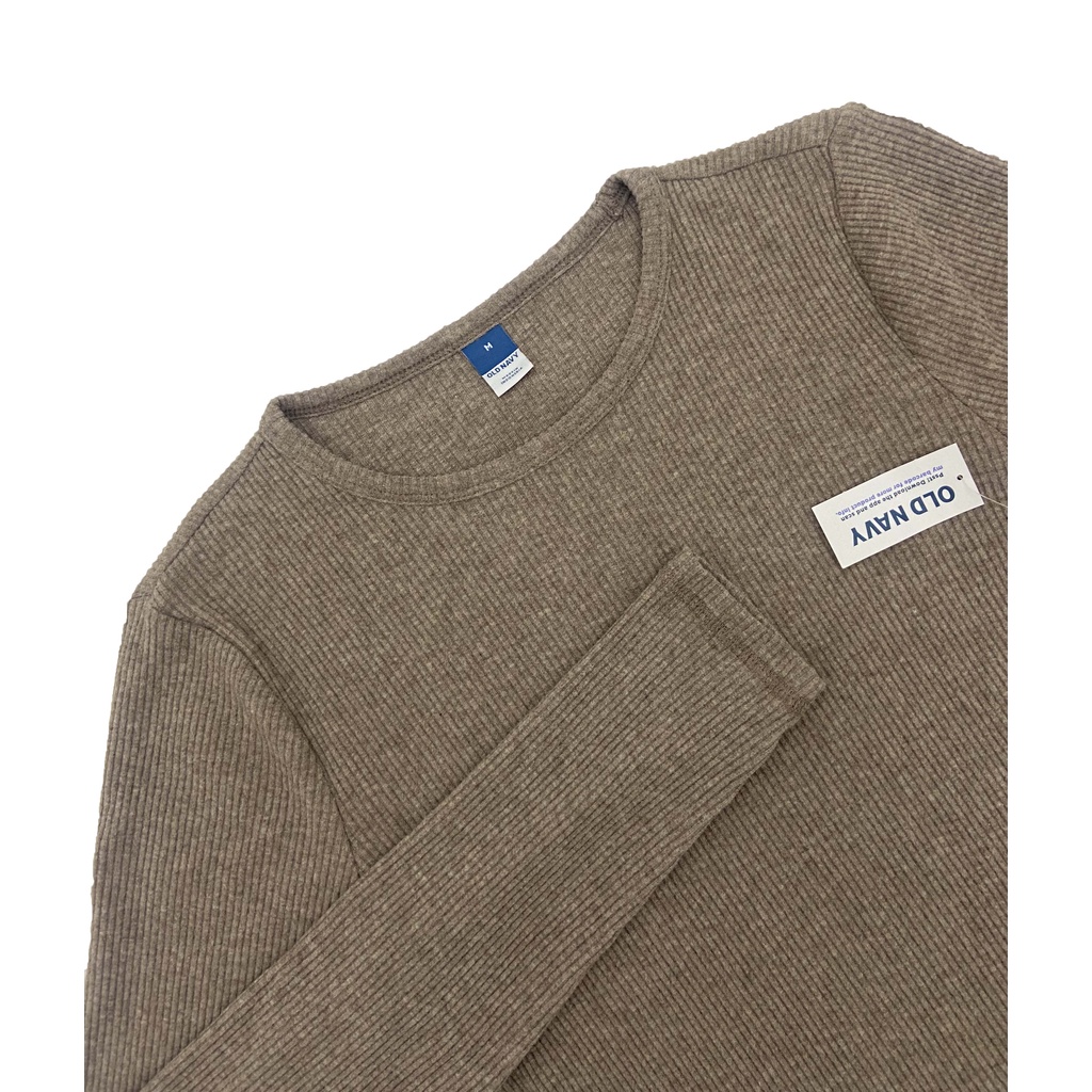 Old Navy Cozy Rib-Knit Long Sleeve | Kaos Waffle Lengan Panjang Wanita