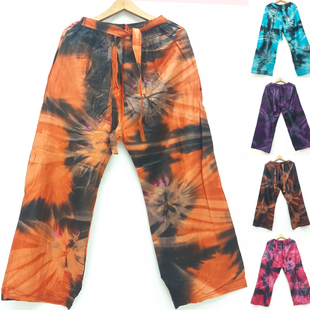 Celana Tidur Panjang Motif Tie Dye Sinaran Bahan Rayon