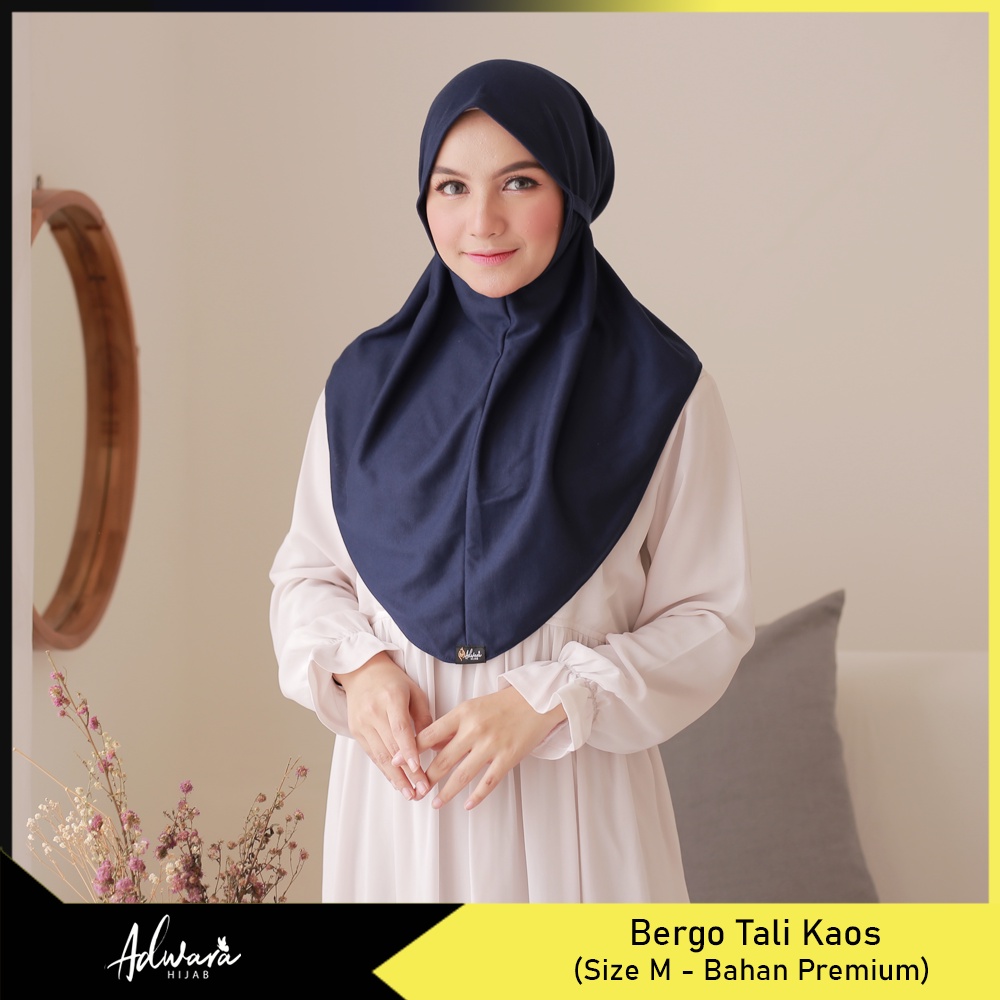 ADWARA HIJAB Bergo Tali Kaos M Premium / Jilbab Bergo Non Pet Jahitan Rapi / Bahan Tebal dan Adem