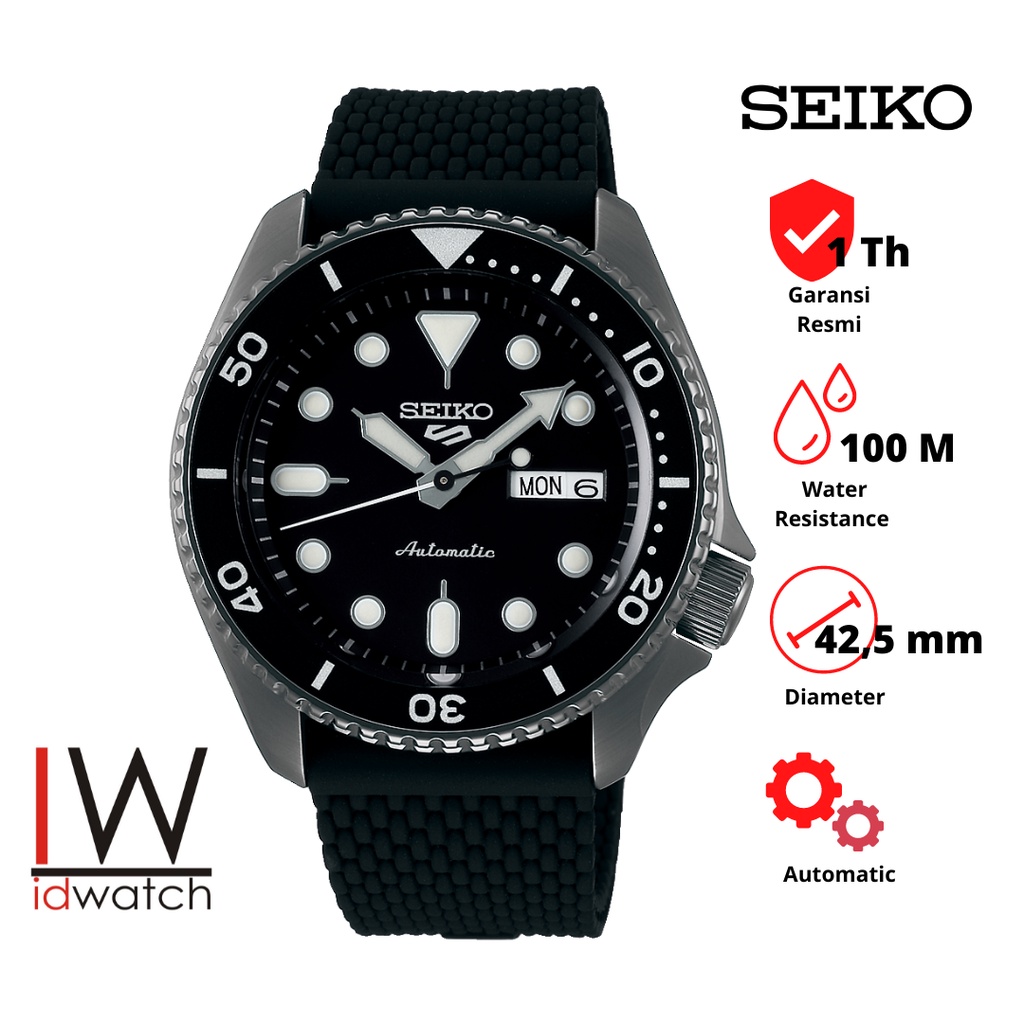 Seiko 5 Sports SRPD65K2 Automatic Jam Tangan Pria Original SRPD65 Cowok Strap Silikon Silicon Karet