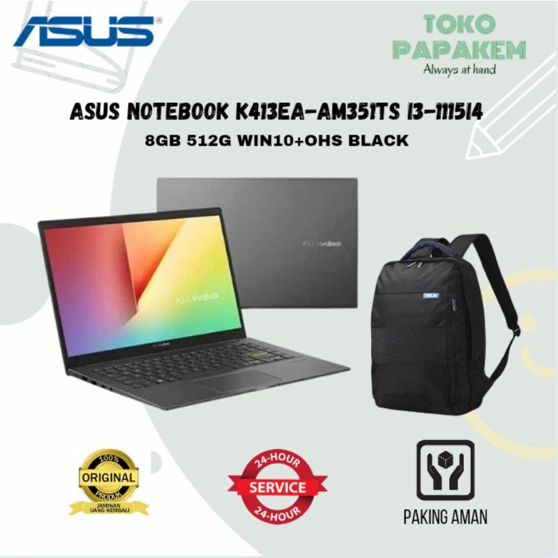 LAPTOP ASUS NOTEBOOK K413EA - AM35ITS I3-111514 8GB 512G WIN10-OHS BLACK